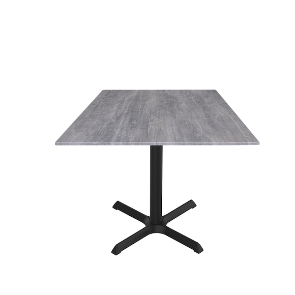 30 Tall OD211 Black Table Base w30x30 foot and 32x32 Square Greystone Top, IndoorOutdoor